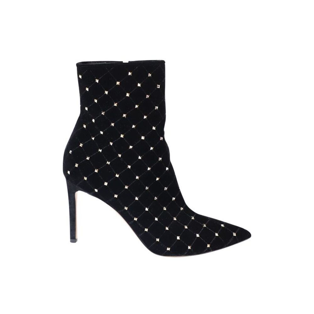 Valentino Garavani Rockstud Quilted Ankle Boots in Black Velvet